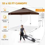 Easy Setup Straight Leg 10x10 Pop Up Canopy Tent w/ 100 sqft of Shade