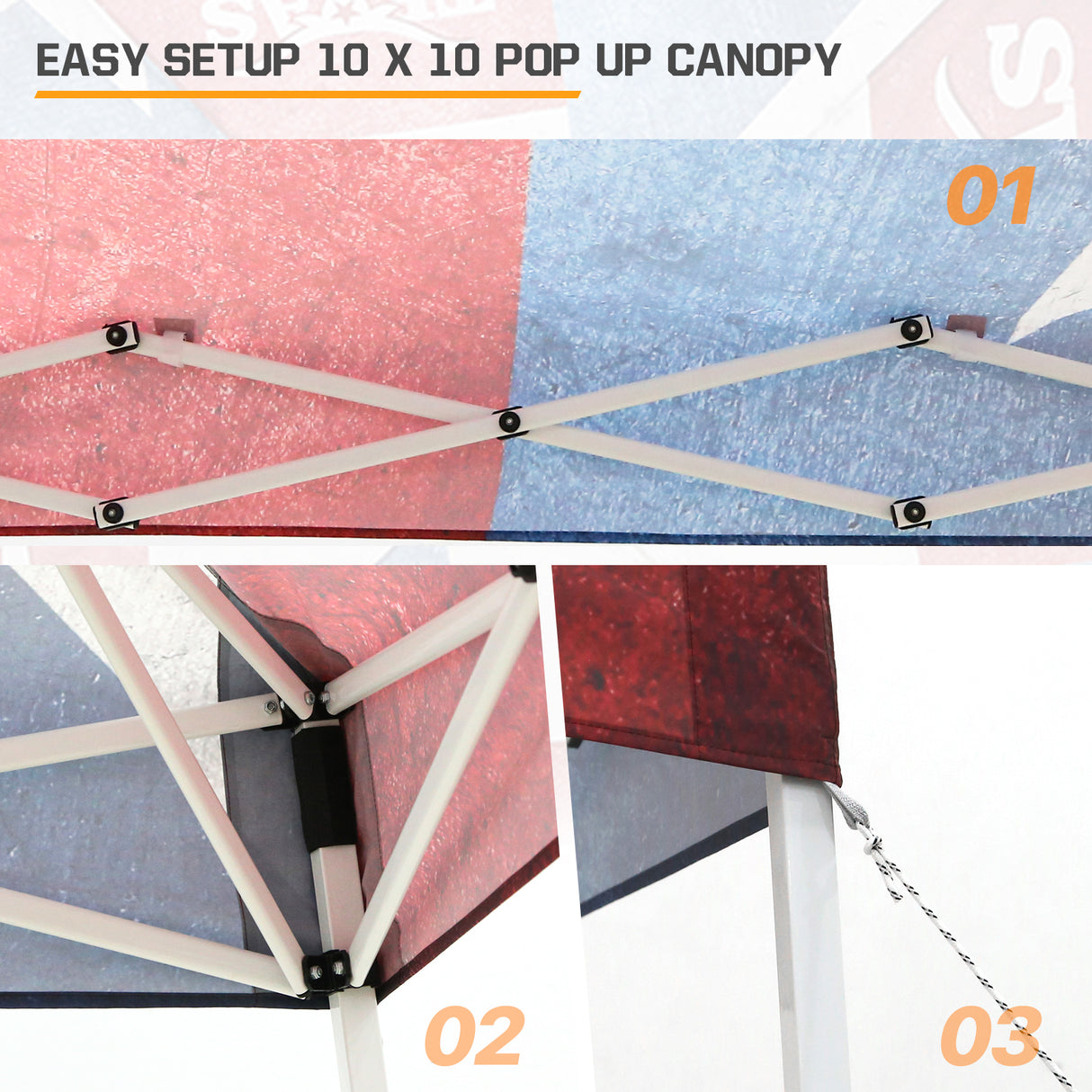 Eagle Peak SHADE GRAPHiX Slant Leg 10x10 Easy Setup Pop Up Canopy Tent with Digital Printed Tex