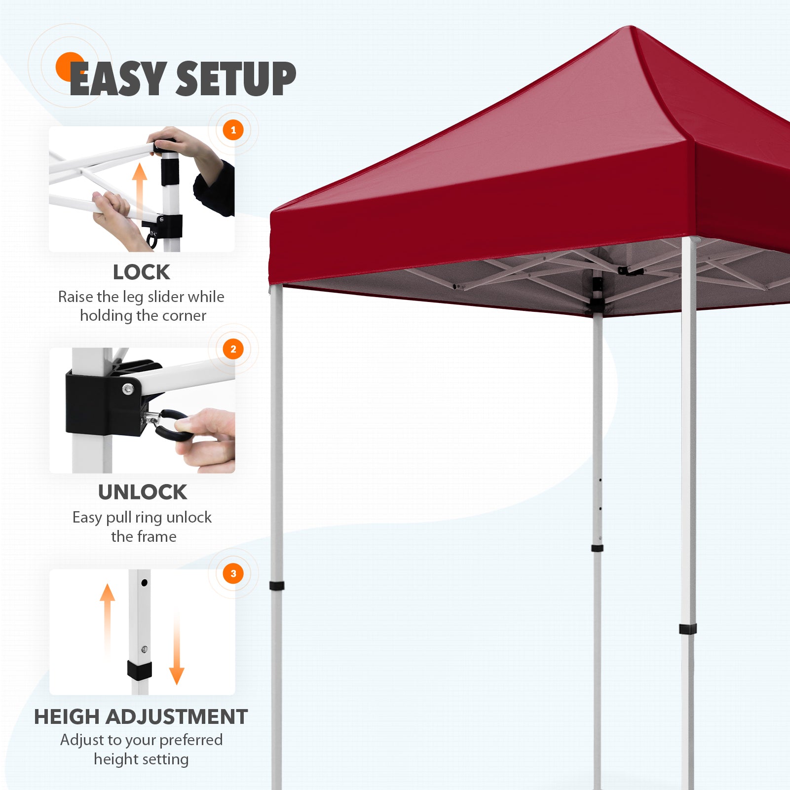 5x5 Pop Up Canopy Tent Instant Straight Leg Outdoor Canopy Easy Set up Eagle Peak Custom Canopy Tent