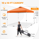 Easy Setup Straight Leg 10x10 Pop Up Canopy Tent w/ 100 sqft of Shade