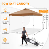 Easy Setup Straight Leg 10x10 Pop Up Canopy Tent w/ 100 sqft of Shade