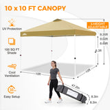 Easy Setup Straight Leg 10x10 Pop Up Canopy Tent w/ 100 sqft of Shade