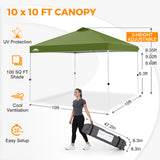 Easy Setup Straight Leg 10x10 Pop Up Canopy Tent w/ 100 sqft of Shade
