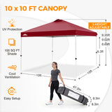 Easy Setup Straight Leg 10x10 Pop Up Canopy Tent w/ 100 sqft of Shade