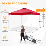 Easy Setup Straight Leg 10x10 Pop Up Canopy Tent w/ 100 sqft of Shade