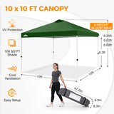 Easy Setup Straight Leg 10x10 Pop Up Canopy Tent w/ 100 sqft of Shade