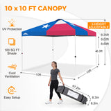 Easy Setup Straight Leg 10x10 Pop Up Canopy Tent w/ 100 sqft of Shade