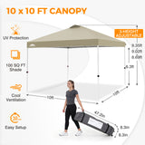 Easy Setup Straight Leg 10x10 Pop Up Canopy Tent w/ 100 sqft of Shade