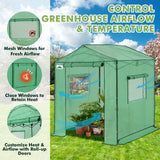 6x6/ 8x8/ 10x10 Portable Pop Up Greenhouse, Patented Center Lock with Gable Roof