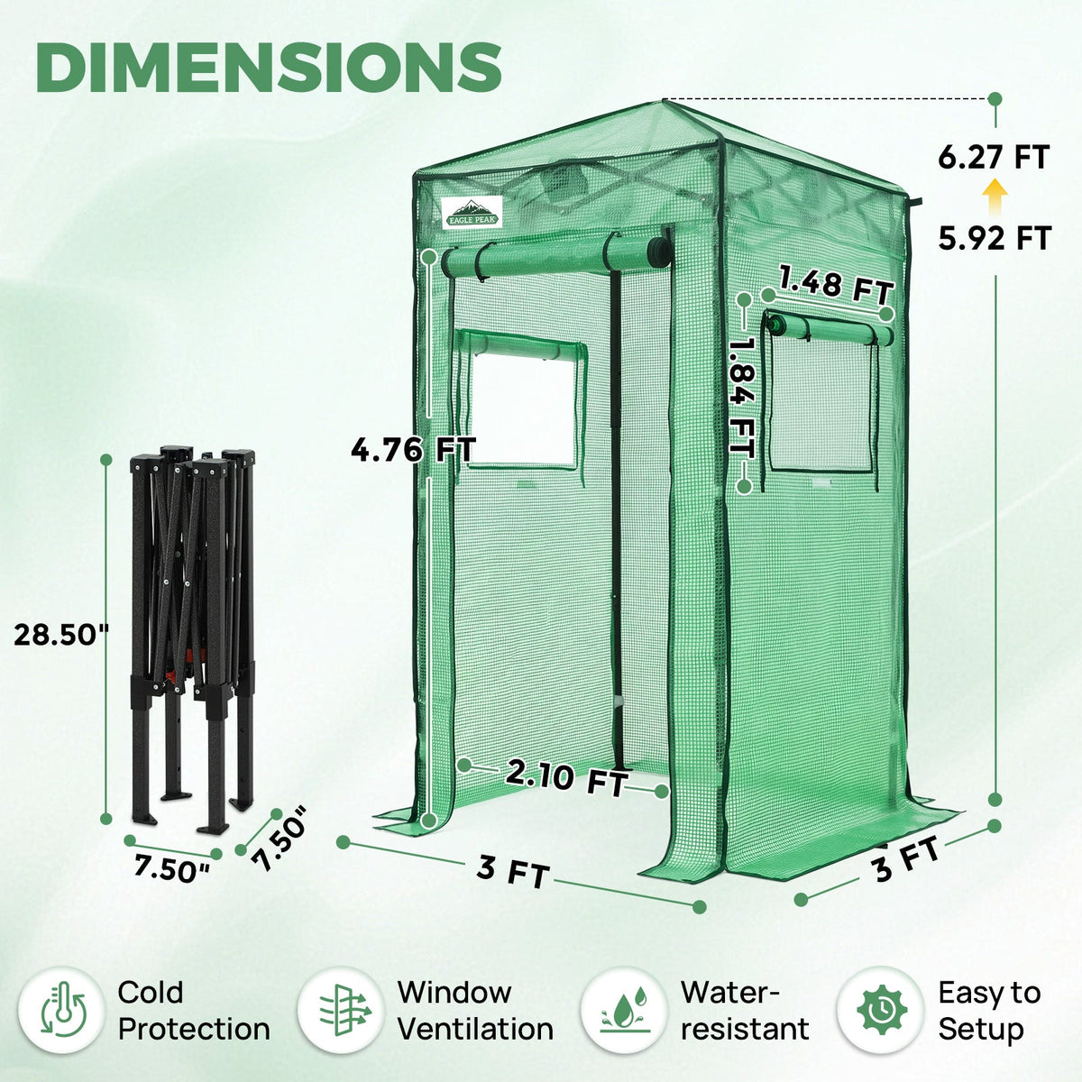 3x3 Easy Setup Small Pop Up Greenhouse - Eagle Peak®