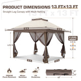 13x13 Pop Up Canopy Tent with Mosquito Netting
