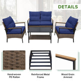 4 PCS Mojave Dusk Patio Wicker Furniture, Loveseat, 2 Patio Chairs and Coffee Table, Brown/Beige - Eagle Peak Custom Canopy Tent