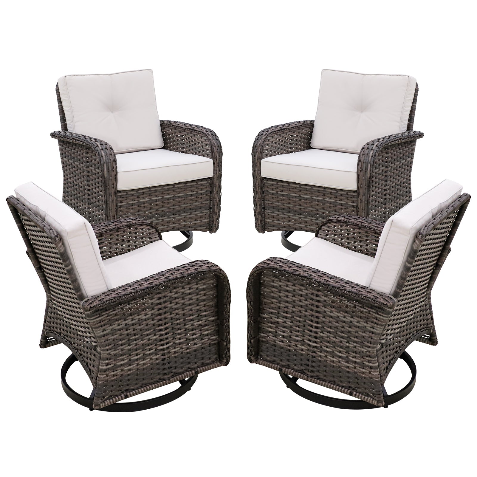 Rustic Veranda Outdoor Patio Swivel Rocking Chairs, Set of 4