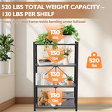 4 - Tier Foldable Greenhouse Shelf, 28”x14.6”x44.7”, 520 lbs, 1/2 Pack, Black - Eagle Peak Custom Canopy Tent