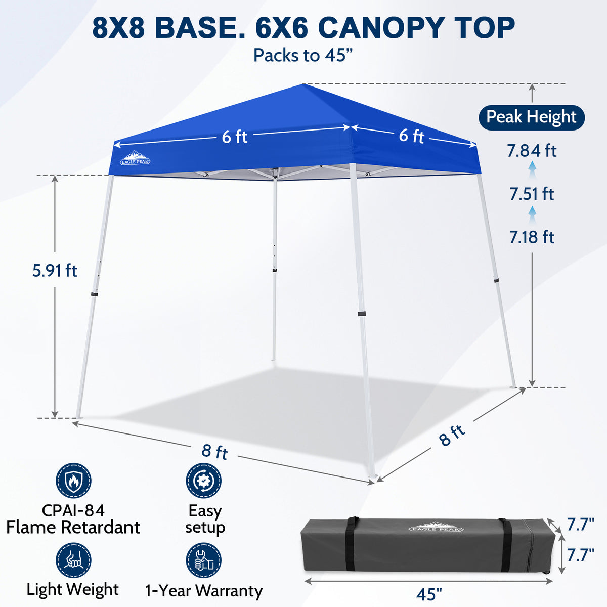8x8 Slant Leg Pop Up Canopy Tent