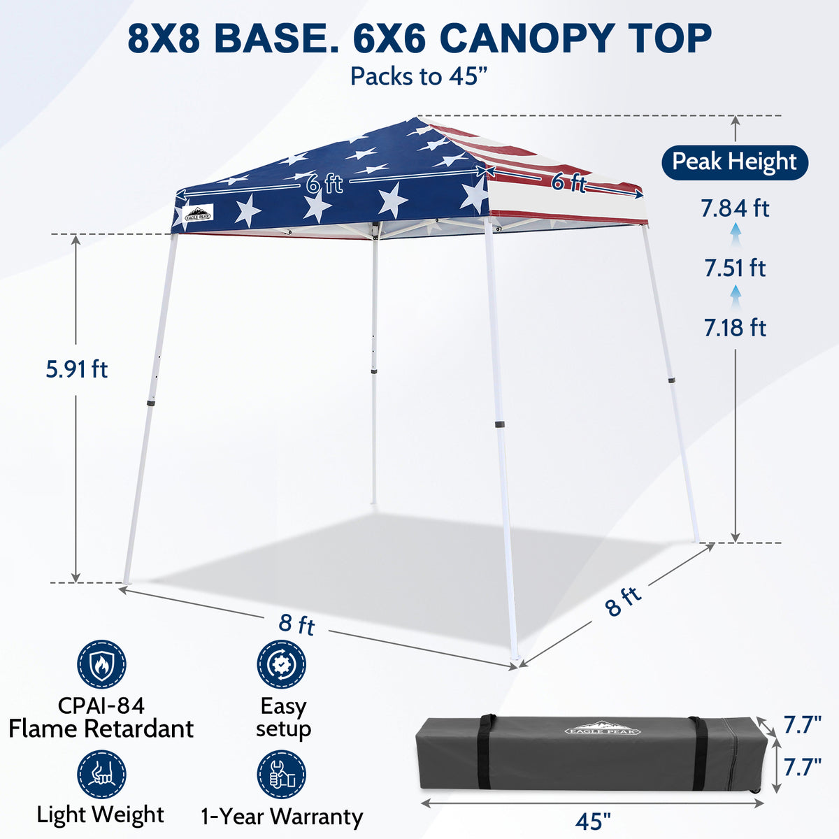 8x8 Slant Leg Pop Up Canopy Tent