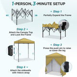 6x4 Instant Pop Up Canopy Tent  with 4 Side Wall Panels