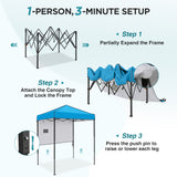6x4 ft Instant Pop Up Canopy with Adjustable Sun Wall