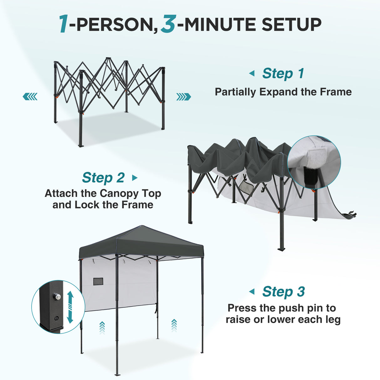 6x4 ft Instant Pop Up Canopy with Adjustable Sun Wall