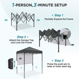 6x4 ft Instant Pop Up Canopy with Adjustable Sun Wall