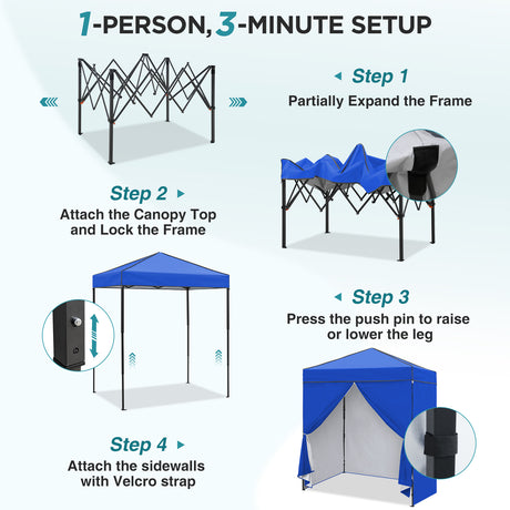 6x4 Instant Pop Up Canopy Tent with 4 Sidewalls