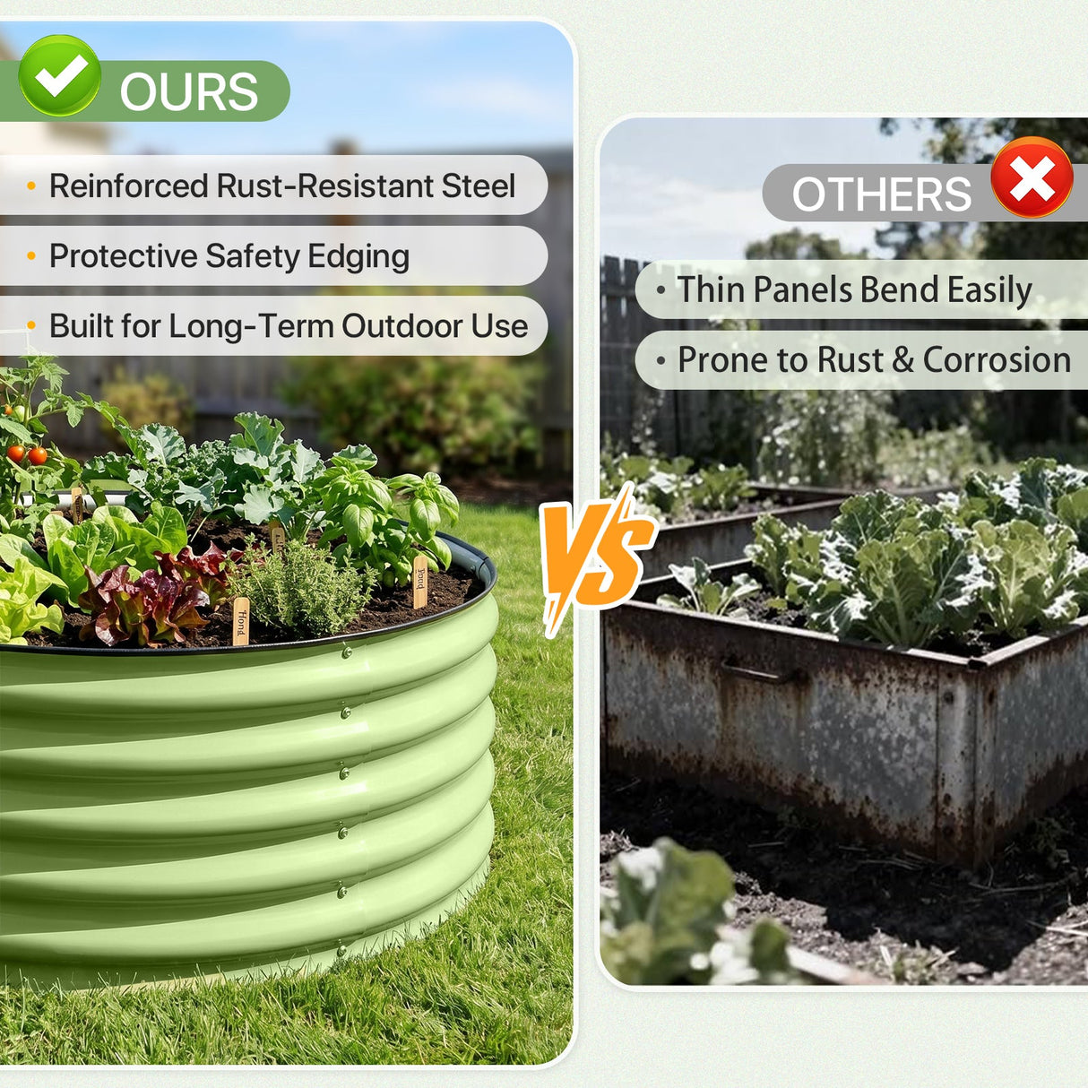42'' Round 17'' Tall Raised Garden Bed Planter - Eagle Peak®