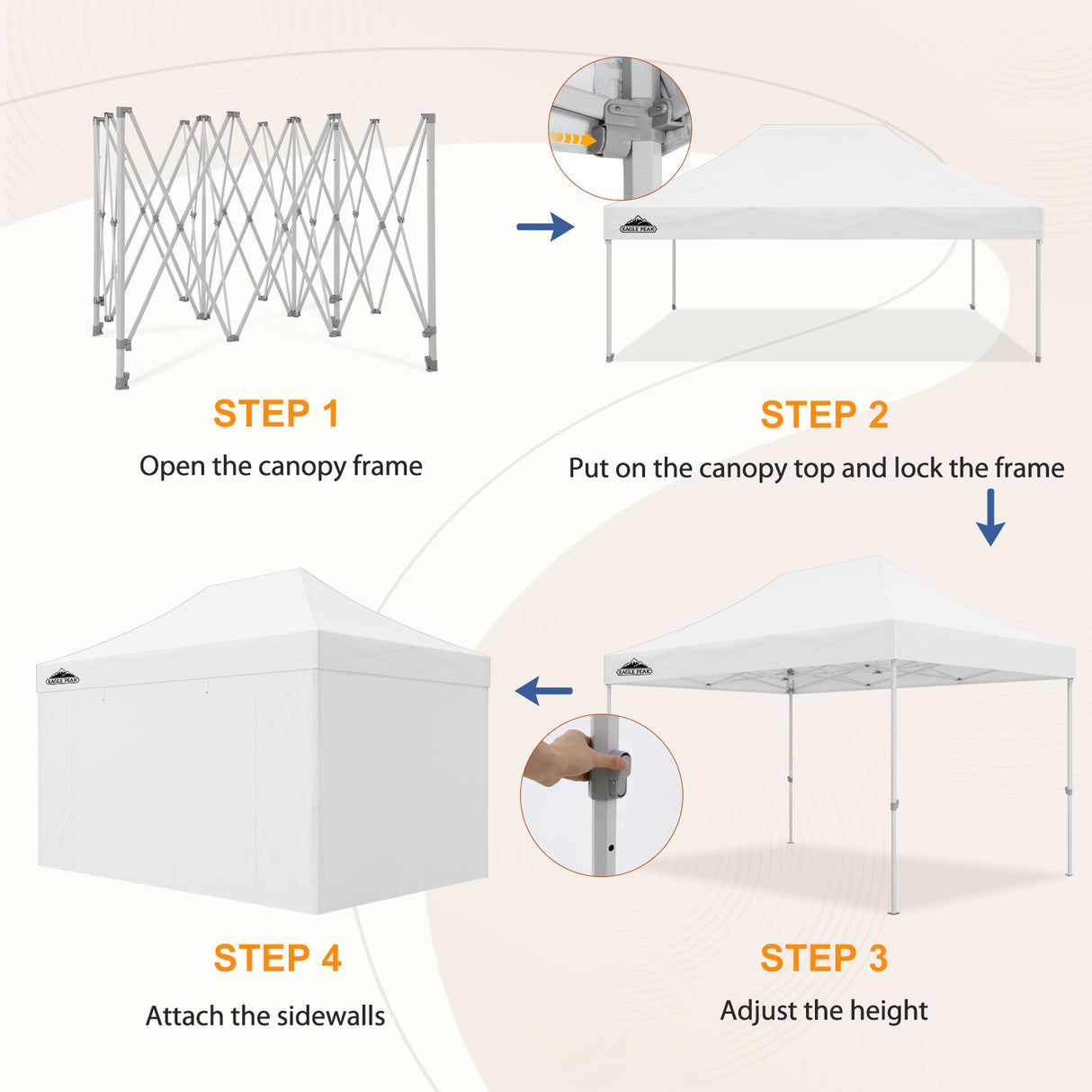 Commercial Heavy Duty 10x15/10x20 Pop Up Canopy, 4 Sidewalls