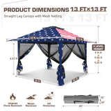 13x13 Pop Up Canopy Tent with Mosquito Netting