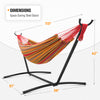EAGLE PEAK Easy Setup Double Hammock with Stand, 9 FT Space Saving Steel Stand Includes Portable Carrying Bag
