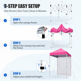 5x5 Straight Leg Pop Up Canopy Tent with One Removable Sunwall