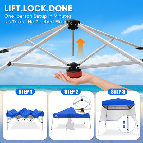 Day Tripper 8x8 Aluminum Super-Lightweight Slant Leg Pop Up Canopy with 3 Removable Walls