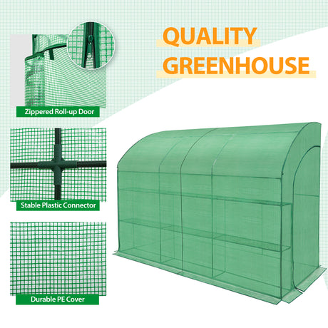 9.9x4.9x7.1 Outdoor Lean to Walk-in Greenhouse with Shelf