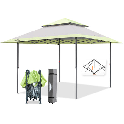 EAGLE PEAK E169 Easy Setup 13x13 Straight Leg Pop Up Canopy Tent with Auto Extending Eaves