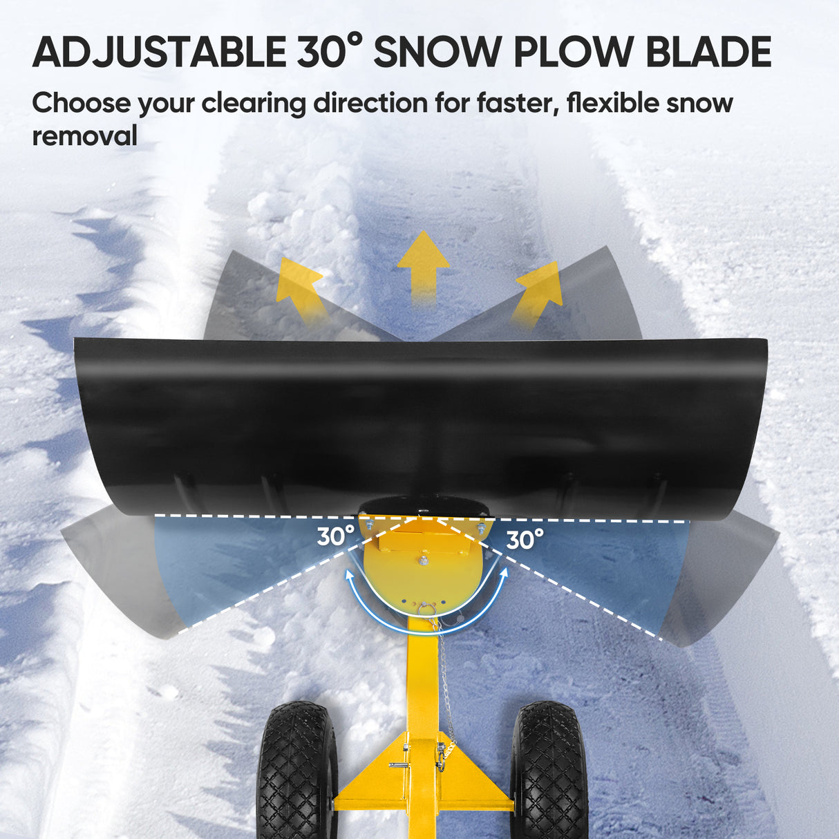 Wheeled Snow Shovel for Driveway 29”x16.5” Blade, Single/Dual Rod