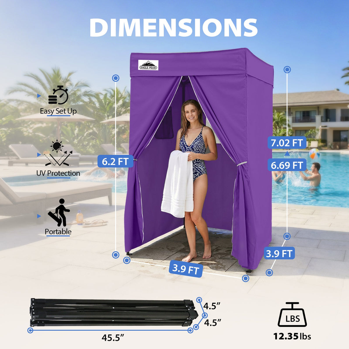 4x4 Pop Up Changing Tent, Flat Top Changing Room - Eagle Peak®