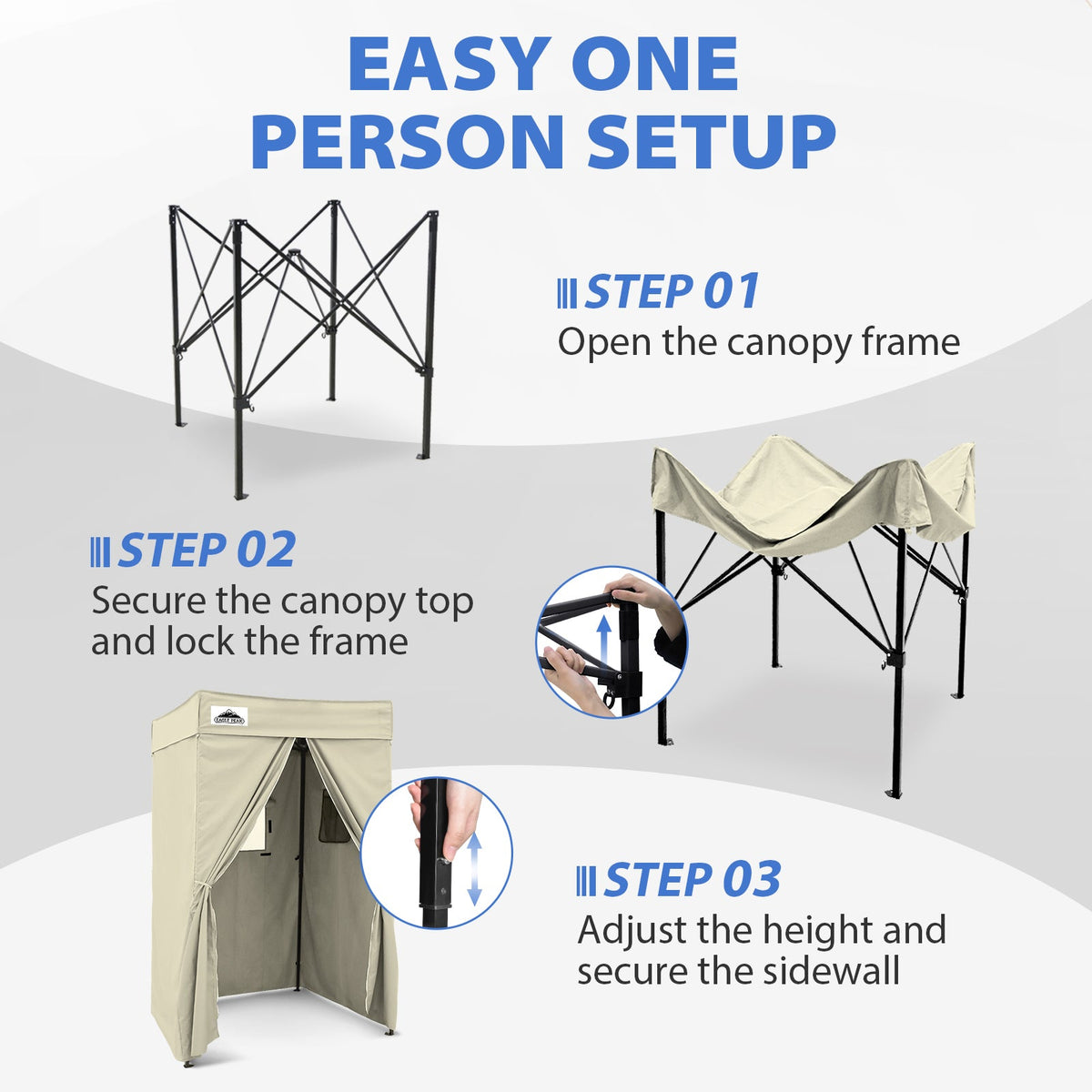 4x4 Pop Up Changing Tent, Flat Top Changing Room - Eagle Peak®