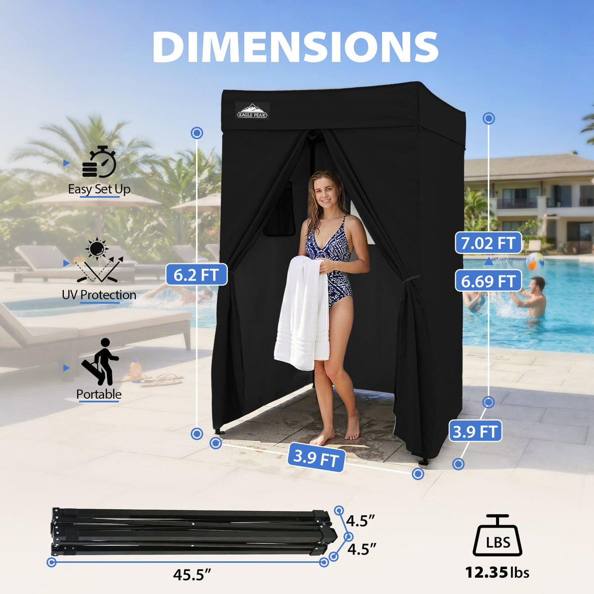 4x4 Pop Up Changing Tent, Flat Top Changing Room - Eagle Peak®