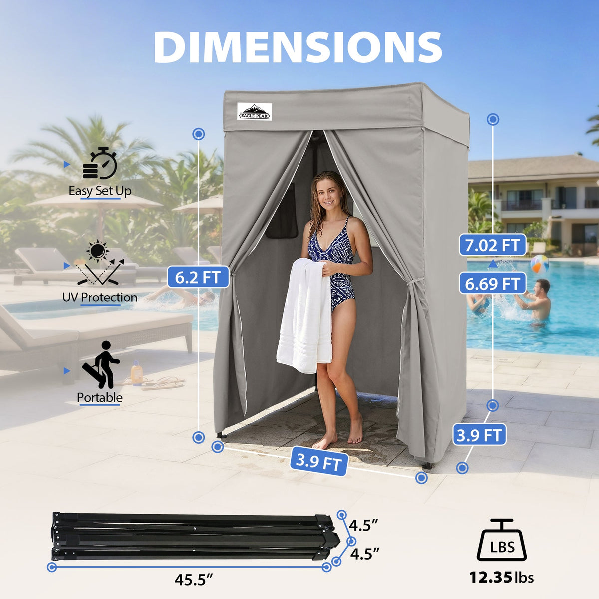 4x4 Pop Up Changing Tent, Flat Top Changing Room - Eagle Peak®