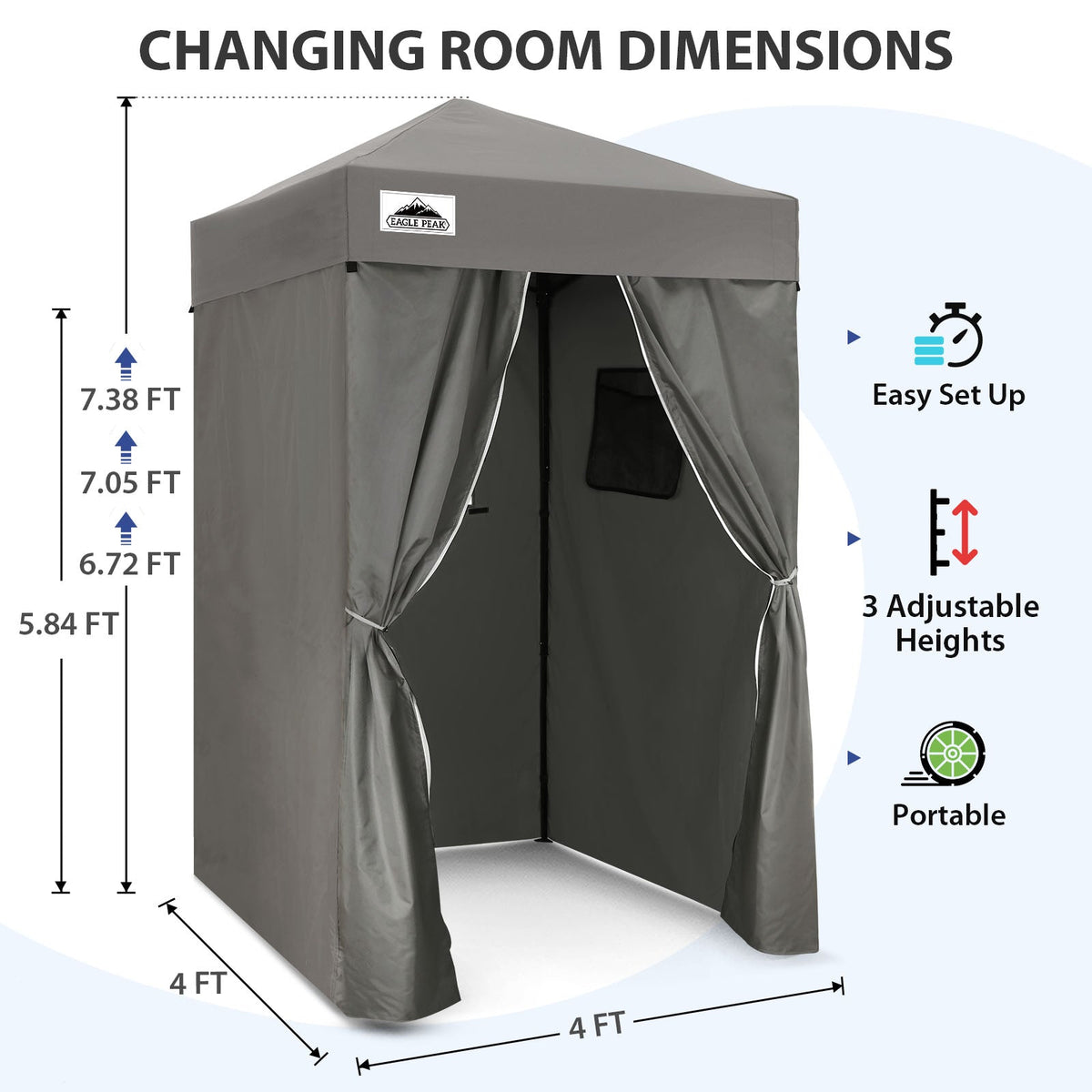 4x4 Pop Up Changing Tent, Portable Changing Room - Eagle Peak®