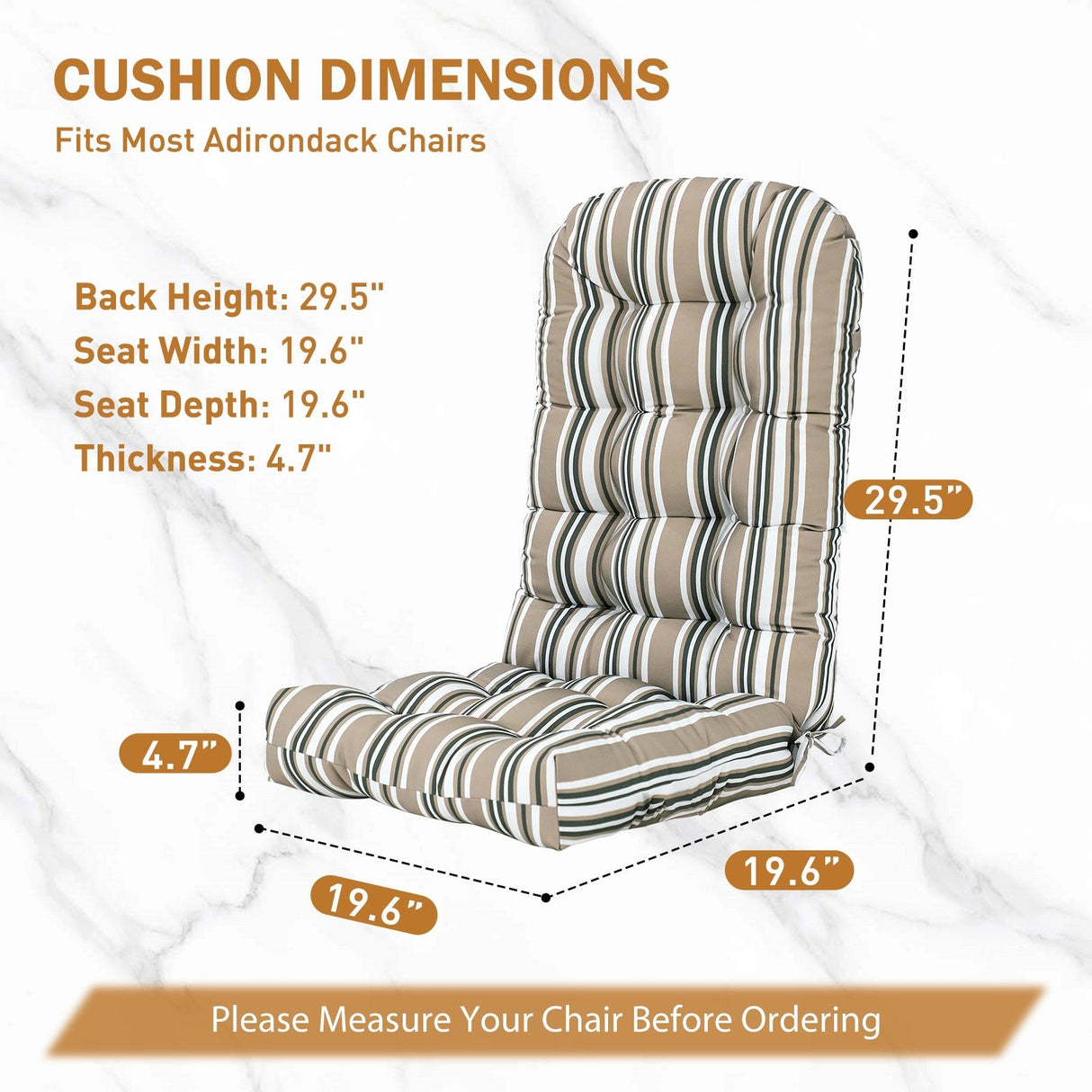 5" High Back Adirondack Chair Cushions, 49x20x5 in, Set of 1/2/4 - Eagle Peak Custom Canopy Tent