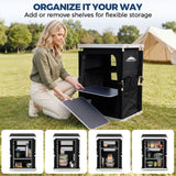 Outdoor Camping Pop Up Folding Table with Large 3-Tier Storage Organizer and Side Pockets