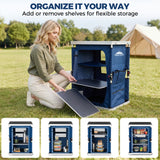 Outdoor Camping Pop Up Folding Table with Large 3-Tier Storage Organizer and Side Pockets