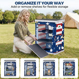 Outdoor Camping Pop Up Folding Table with Large 3-Tier Storage Organizer and Side Pockets