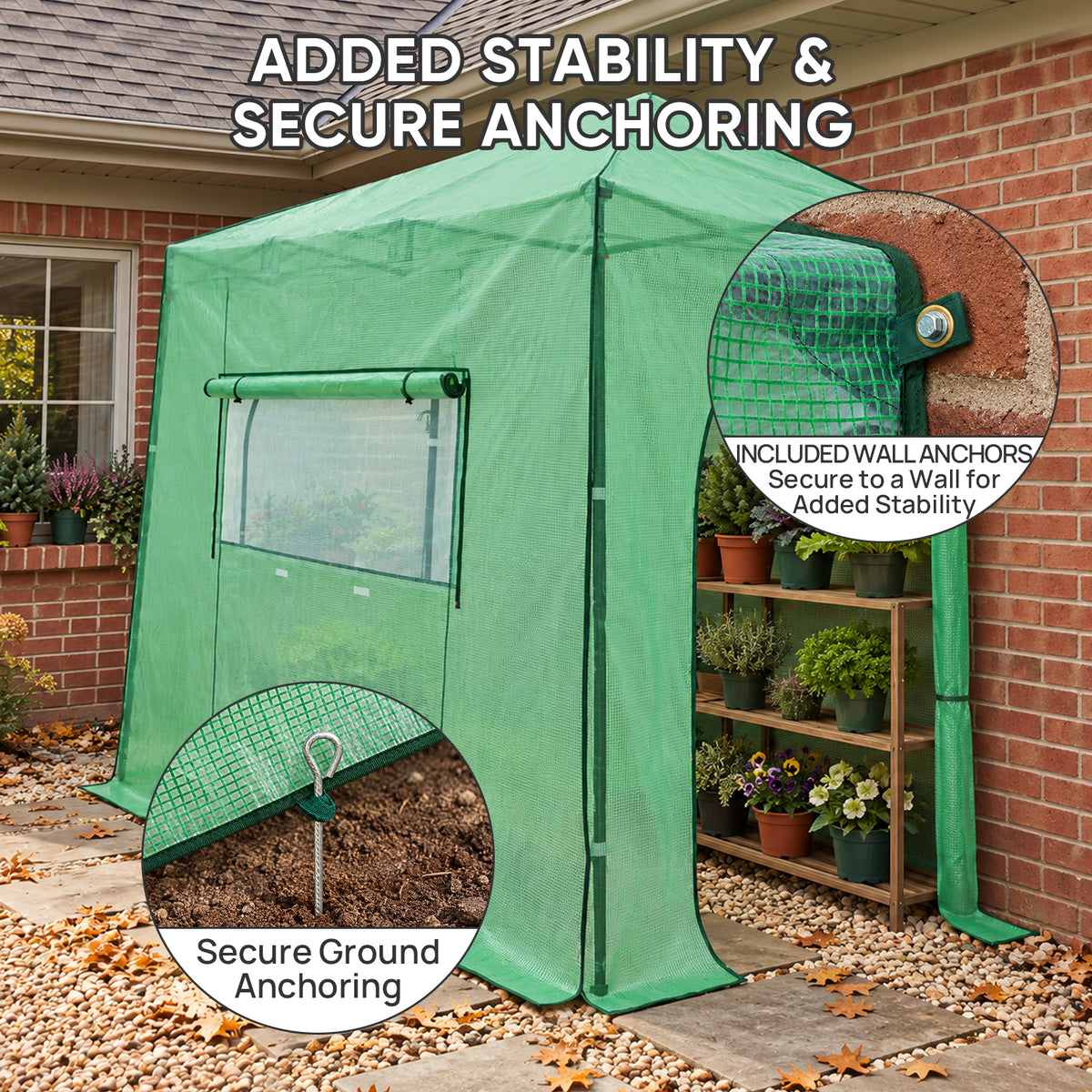 10x5 Easy Setup Pop Up Greenhouse, Lean-To Design