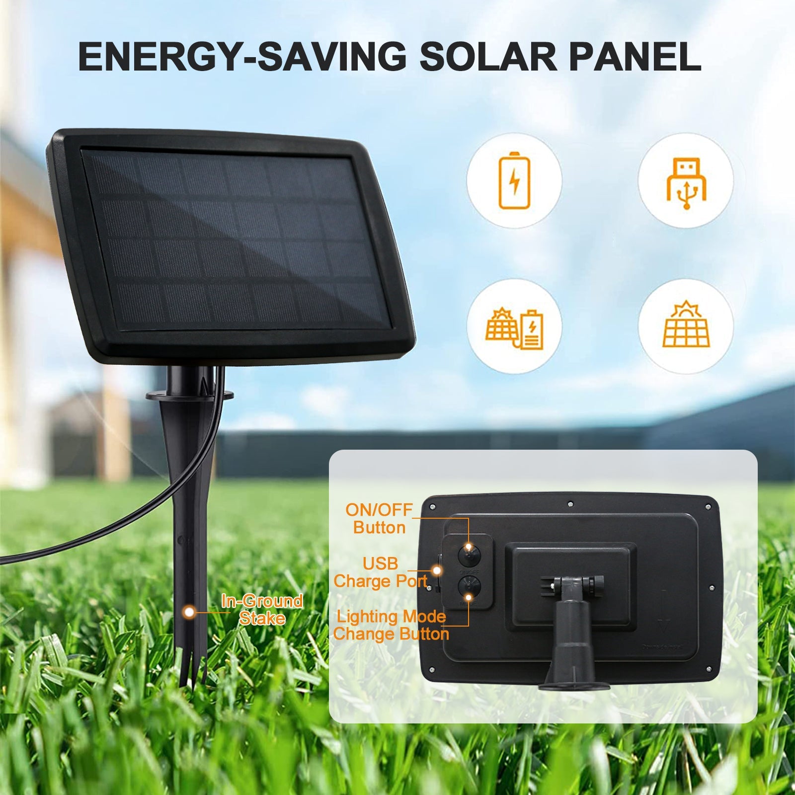50 FT S14 Solar-Powered String Lights, IP65, 15 Shatterproof