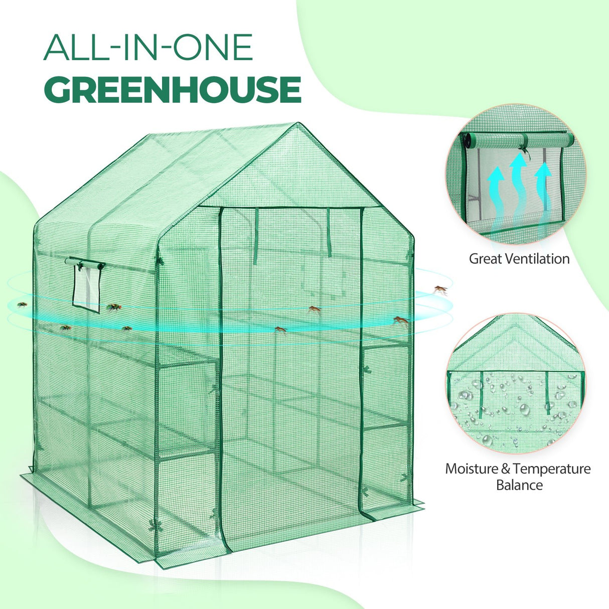 57'' x 57'' x 77'' Mini Walk - in Greenhouse - Eagle Peak
