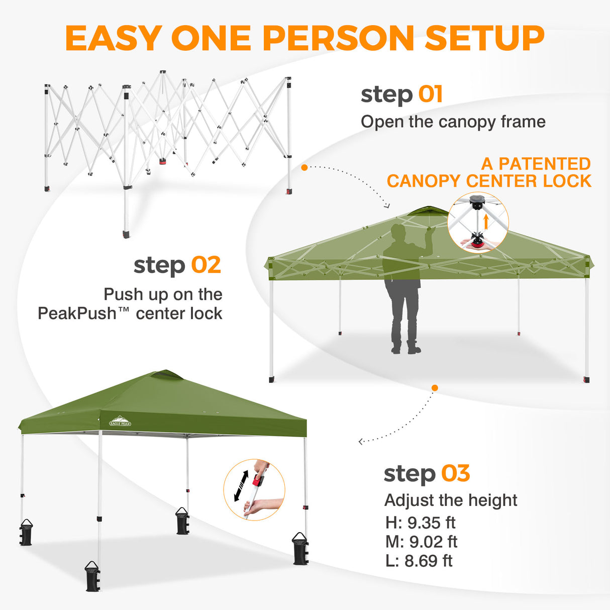 Easy Setup Straight Leg 10x10 Pop Up Canopy Tent w/ 100 sqft of Shade