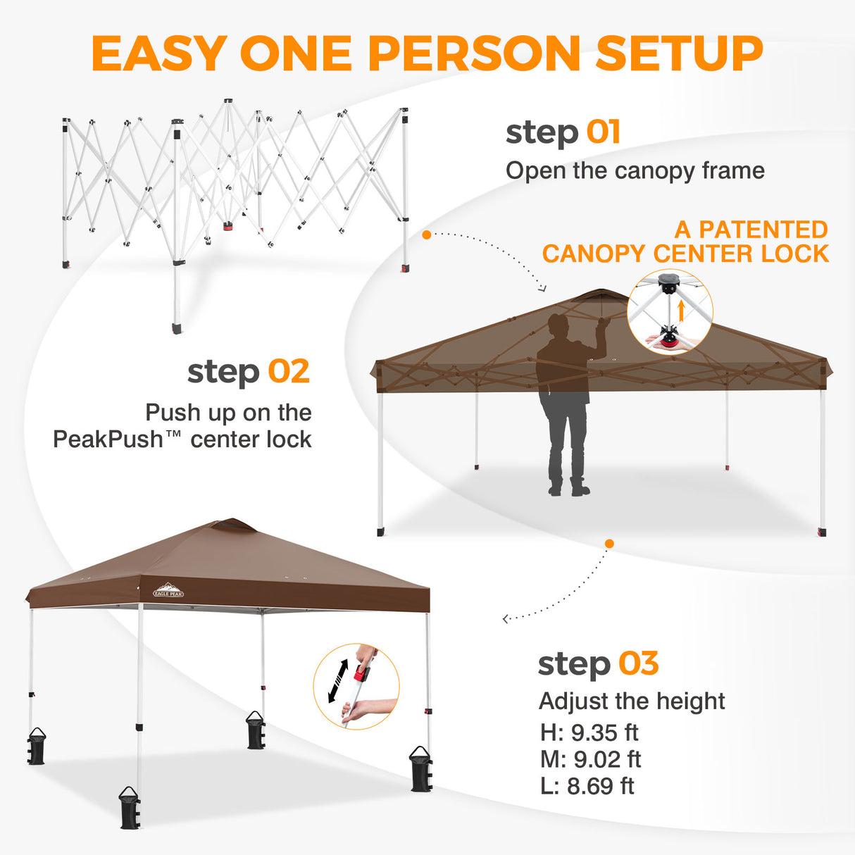Easy Setup Straight Leg 10x10 Pop Up Canopy Tent w/ 100 sqft of Shade