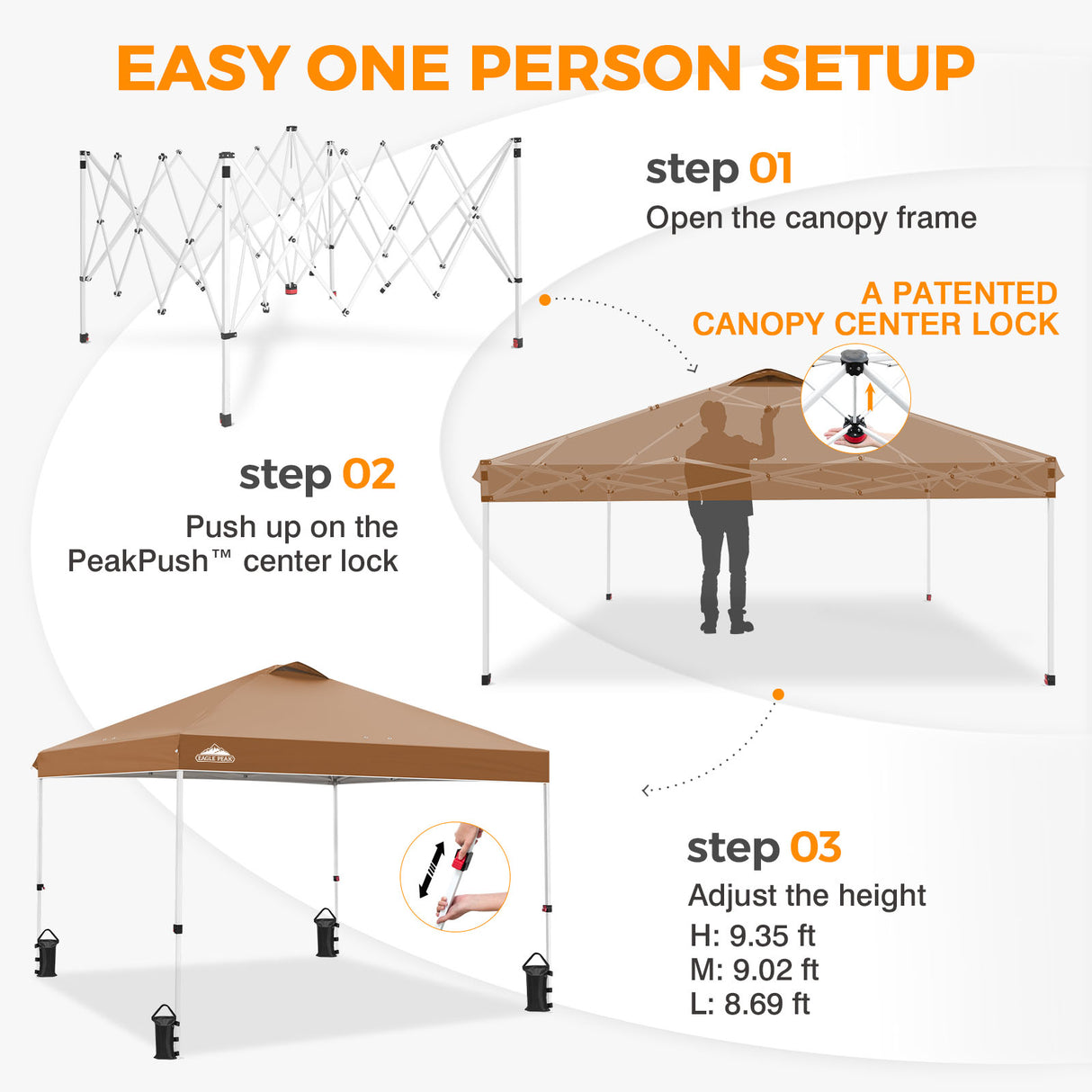 Easy Setup Straight Leg 10x10 Pop Up Canopy Tent w/ 100 sqft of Shade