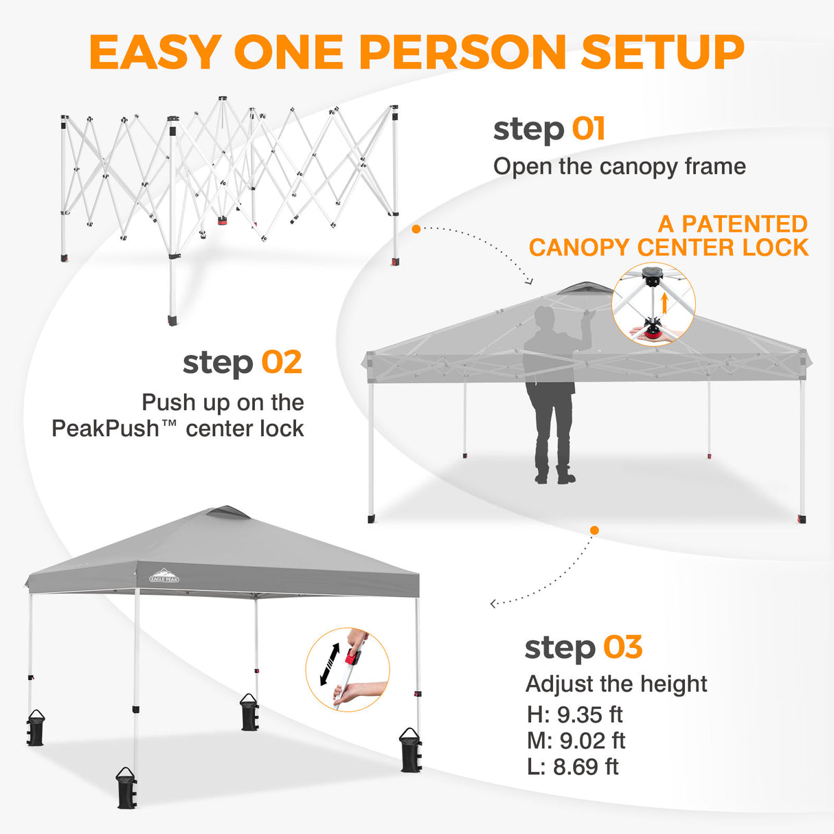 Easy Setup Straight Leg 10x10 Pop Up Canopy Tent w/ 100 sqft of Shade